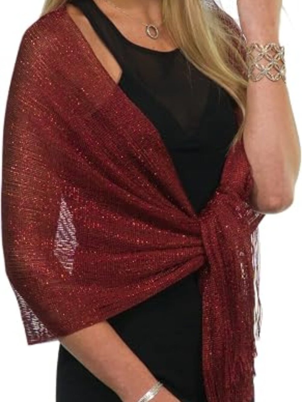 Women’s Metallic Glitter Shawl Sparkly Evening Wrap Wedding Party Scarf